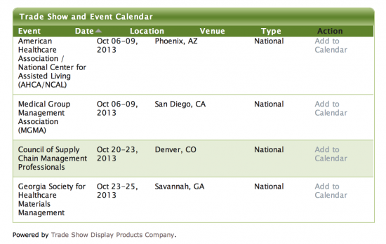 Trade Show & Events Calendar for YOUR Website!